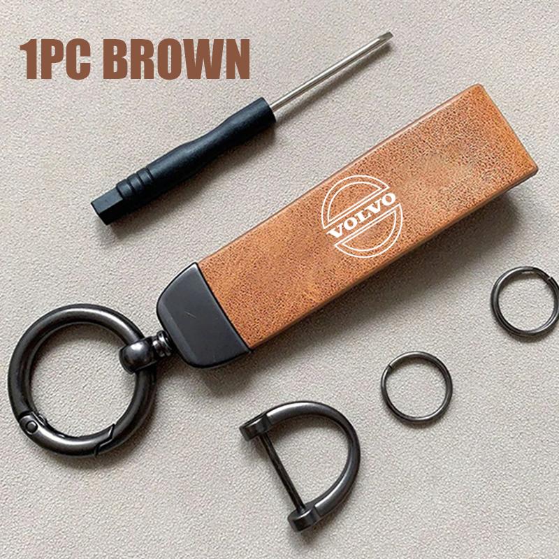 

Leather Rope Car Keychain Hand Braided Horseshoe Buckle Keychain For Volvo XC90 V90 V60 V40 S80 S60 S90 C40 XC60 XC40 V70 XC70