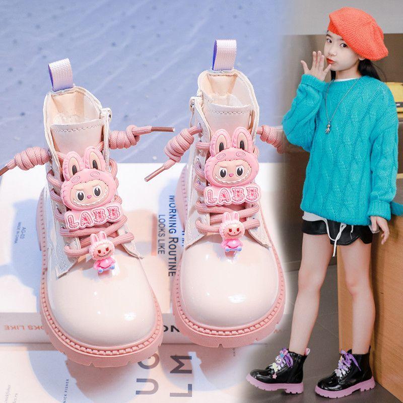 Fashionable and Cute Short Boots for Girls, Autumn and Winter Children's Fleece Boots