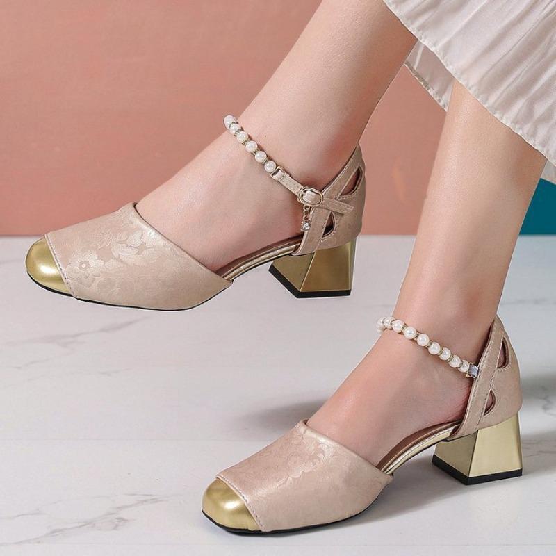 Baotou Sandalen - Damenschuhe mit mittlerem Absatz - Neuer Stil - Elegante High Heels mit dickem Absatz