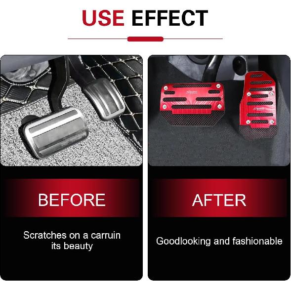 2 PCS Automatic Transmission Pedal Covers, Non-slip Car Pedal Covers, Alloy Gas and Brake Pedals Replacement Kit, Universal for Most Cars SUVs ATVs