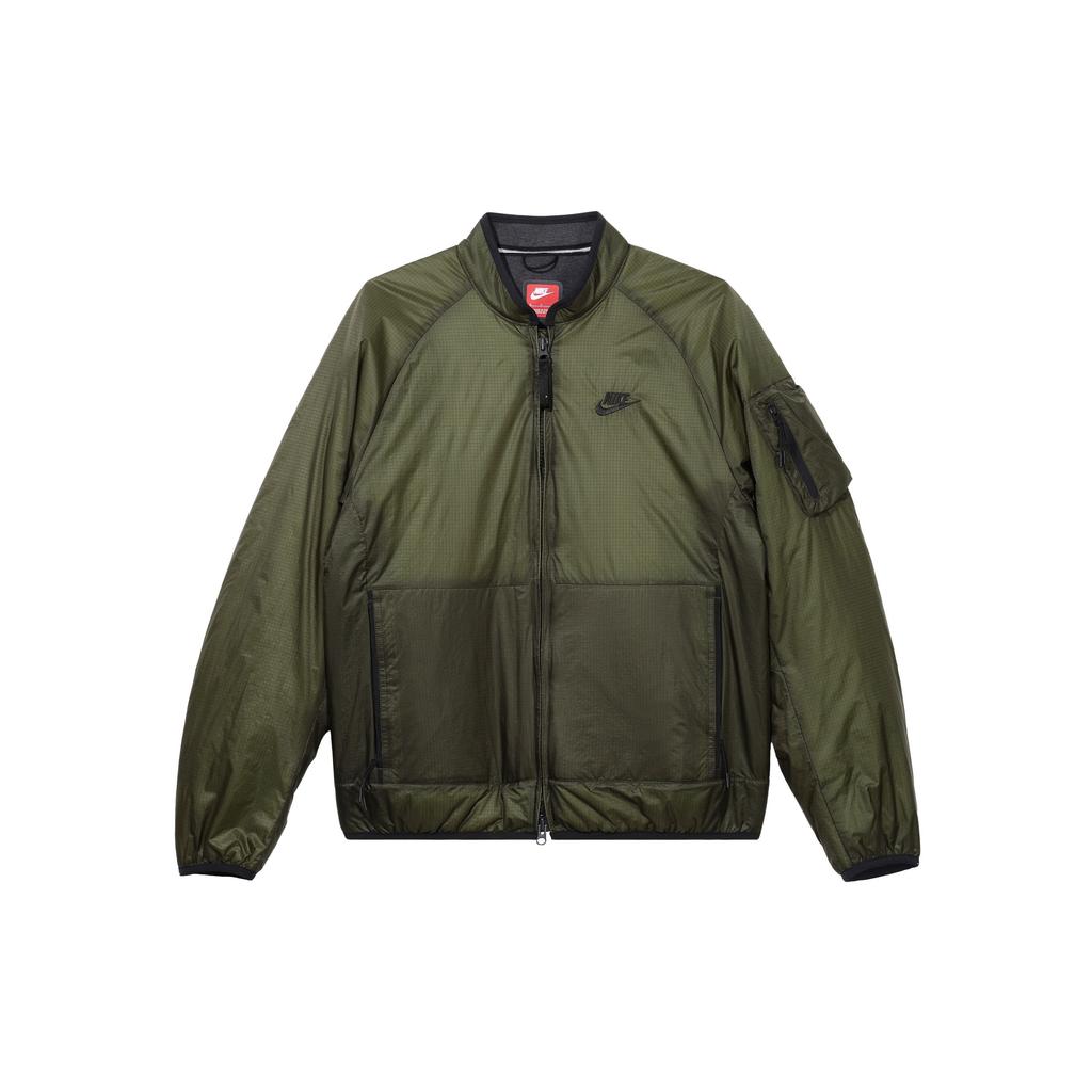 Nike Solid Color Zipper Pocket Casual Warm Loose Cotton Jacket Men Jackets Khaki-Green FB7859-325