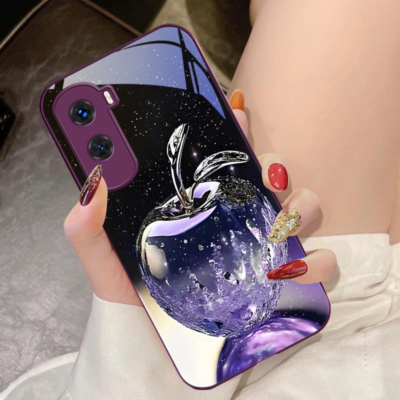 Transparent Crystal Apple For Honor 200 90 8X 9X Pro Lite P50 P40 Nova 10 11i P60 Magic4 6 Mate 20 50 Tempered Glass Phone Case