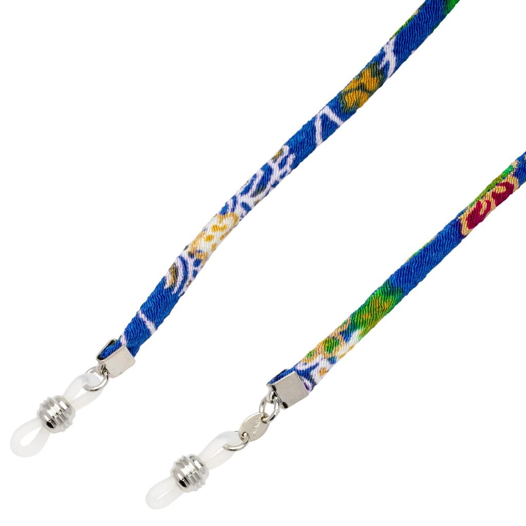 Pearl Eyeglass Polyester Made In Blue 050716 Chain/Strap, 70cm, Chirimen, Anti-Slip, Japan, Chirimen, CS-34,