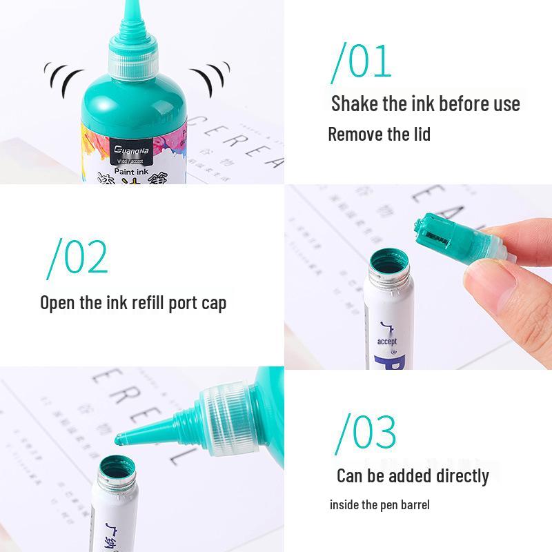 Oil-Based Colored Paint Marker Refill, 150ML Waterproof Ink