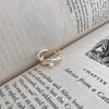 Minimalist Copper Chic Geometric Ring With Crossed Design And Pearl Accent Women For