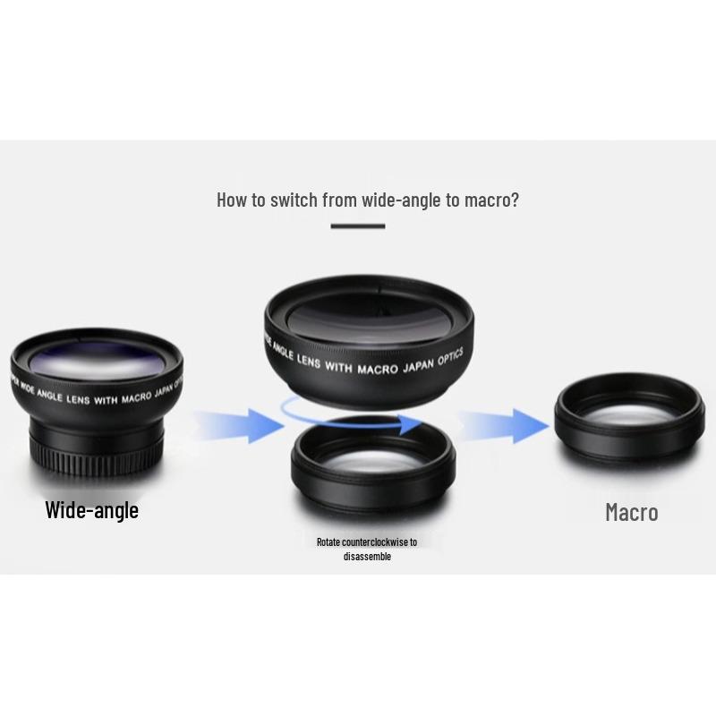 0.45x Ultra-Wide + Macro 2-in-1 Mobile Phone Lens, Universal External Camera SLR Lens