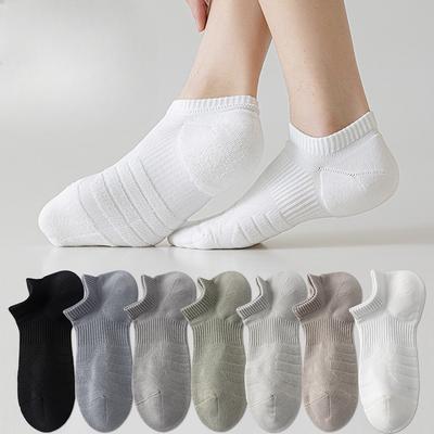 Sports Socks Towel Bottom Men's Boat Socks Anti-odour Anti-pilling Boneless Socks Solid Colour Mesh Breathable Sweat-absorbing Cotton Running Socks
