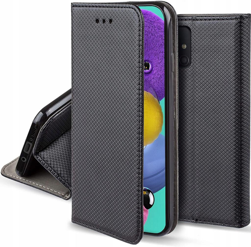 Case with a FLIP for SAMSUNG GALAXY A51 SMART BOOK MAGNET CASE BLACK + GLASS