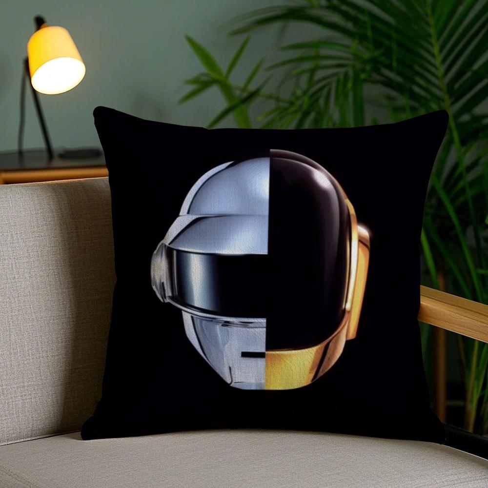 Band D-Daft Punk Cushion Cover Soft Short Plush Double-Sided Printing Home Decor Machine Washable Pillow Case Gift