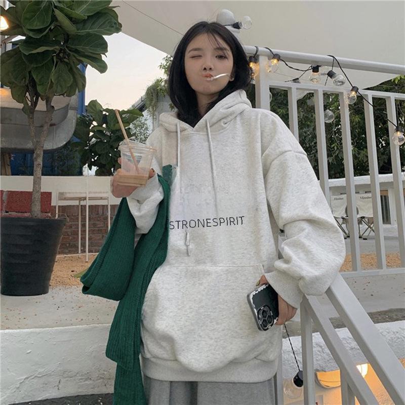Women's Plush Thickened Hooded Sweatshirt for Autumn/Winter - Loose Fit, BF Style, Perfect for Couples.