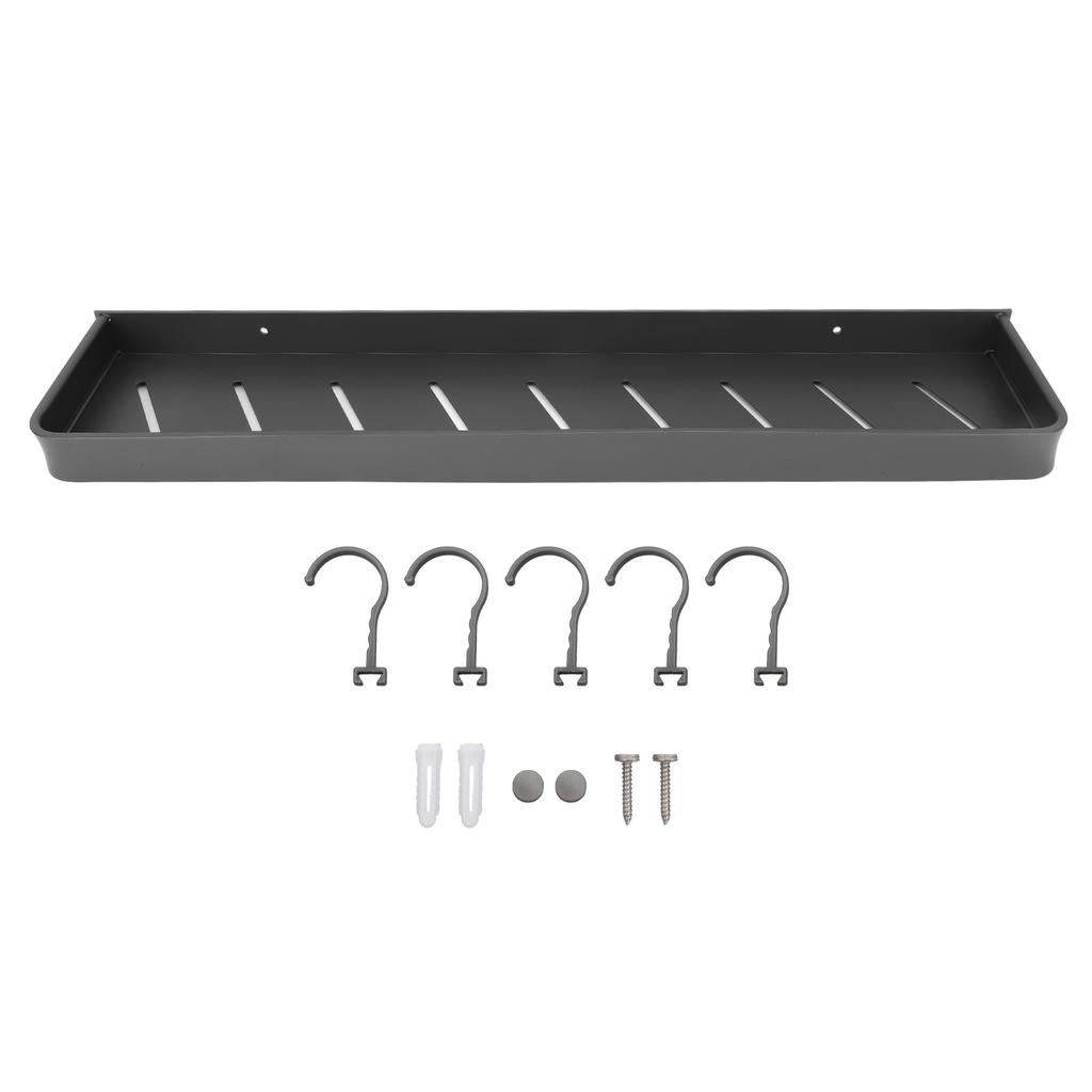 Coș de duș Aluminiu spațial Inoxidabil Netezire Simplu Negru Robust Raft de perete pentru baie cu 5