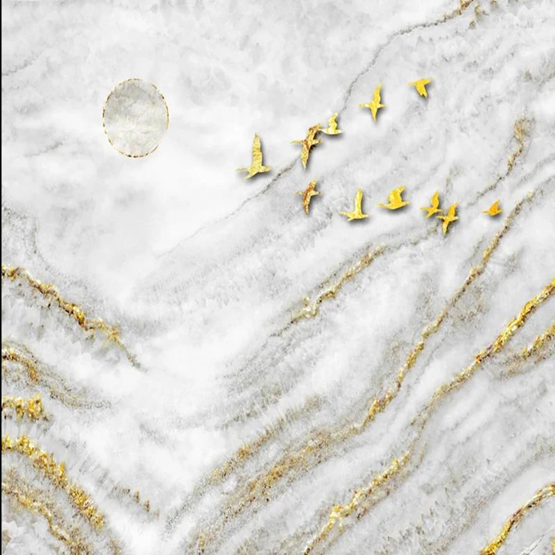 Marble Photo Wallpaper Gold Leaf Scenery Mural Wall Paper Living Room TV Bedroom Luxury Home Decor