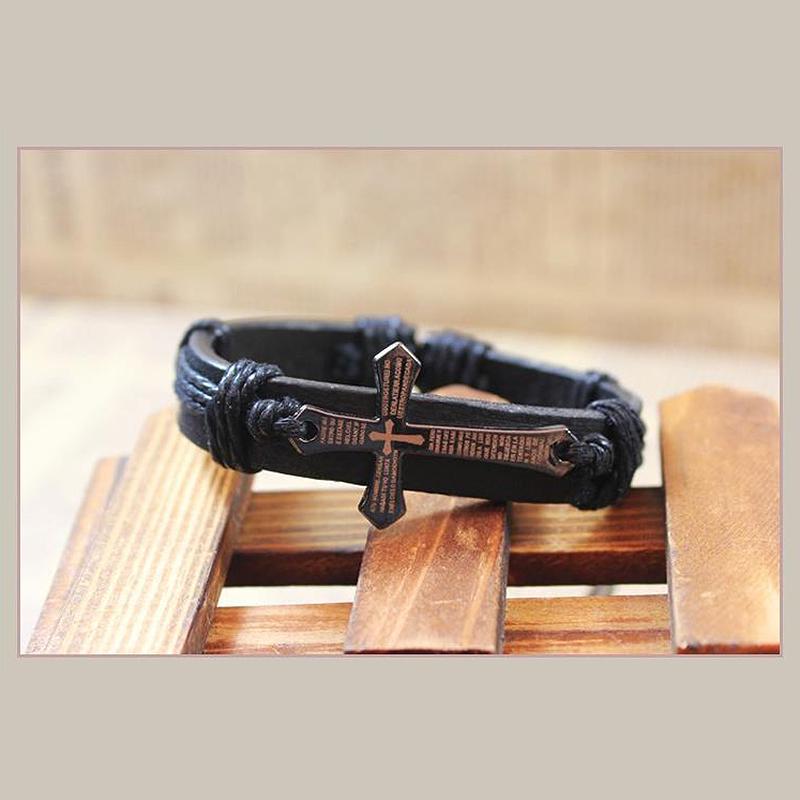 1 Pc Unisex Fashion Crossing Bracelet Jewelry Gift Luck Jewelry Leather Material Sizse Adjustable AVE