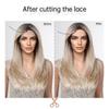 LOUIS FERRE Brown Blonde Ombre Synthetic Lace Front Wig Long Straight Fake Hair Wig for Women Daily Cosplay Lace Wig With Bangs