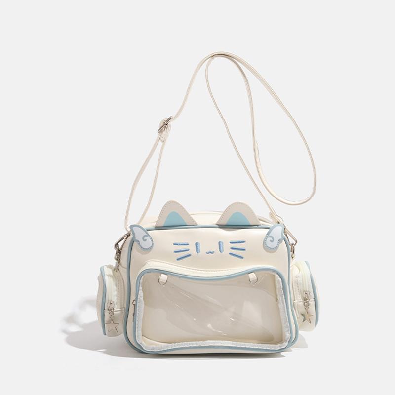Y2K Ita Bag Cat Pu Backpack – Foldable, Adjustable Strap, Secure Zipper, Preppy Style Cute Schoolbag