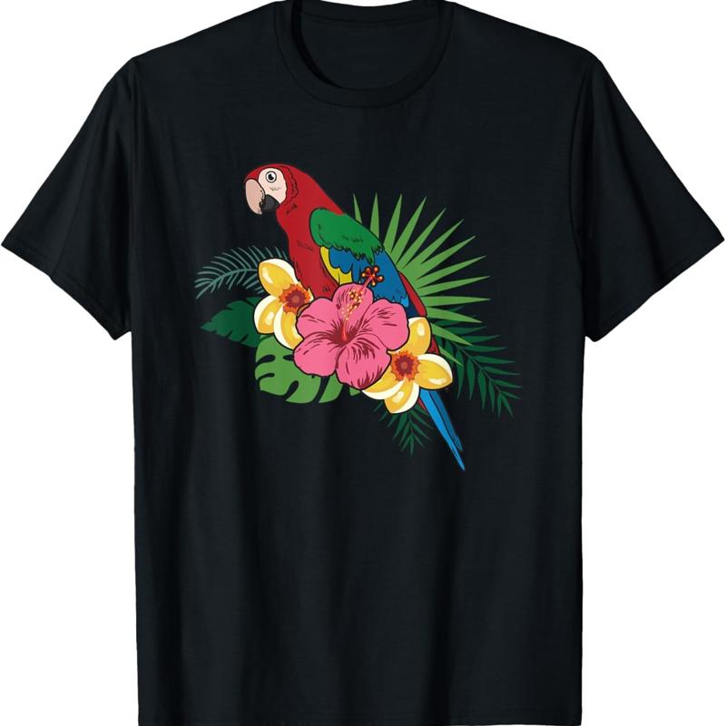 

Vintage Aloha Hawaiian Parrot Macaw T Shirt - Men s Summer Cotton Graphic Tee S
