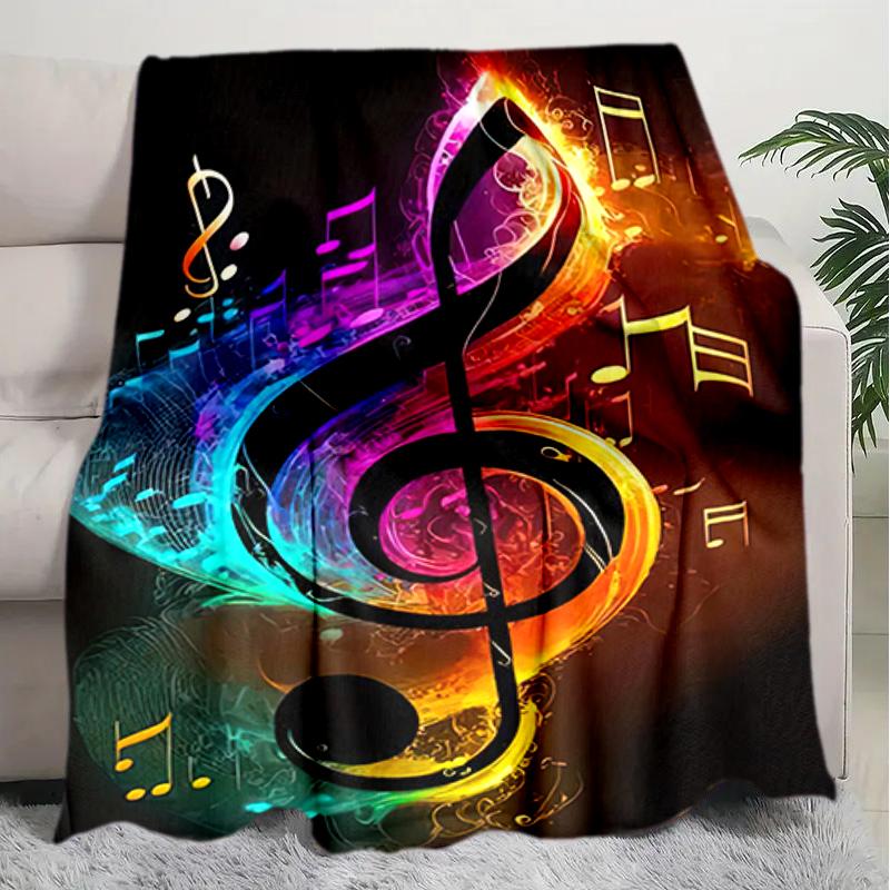 1PC Musical Symbols Music Printed Blanket, All Season Lightweight Home Office Outdoor Nap Multifunctional Blanket A19