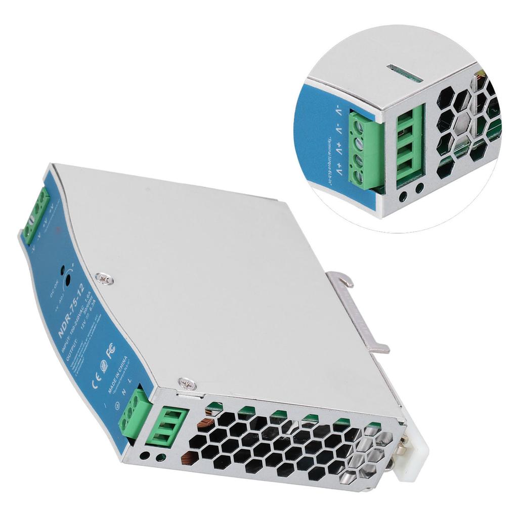 NDR‑75‑12 Industrial Rail Power Supply 6.3A 75.6W Overload Protection Rail Power Supply AC100‑240V