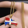 Dominican Republic Map Country Flag Necklace Pendant for Women Men Stainless Steel Gold Color Necklaces Jewelry Gift N7606GDS05