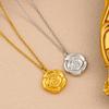 18K Goldplattierter Edelstahl Rose Blume Anhänger Halskette – Europäischer & Amerikanischer Stil Schlüsselbein Kette