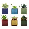 Lewondr 6-Piece Ceramic Planter Pots for Succulents, Bonsai, Window Treatments, and Miniature Plants, Size 2, 6.35*6.35*6.35cm (Note: Set Includes Pot