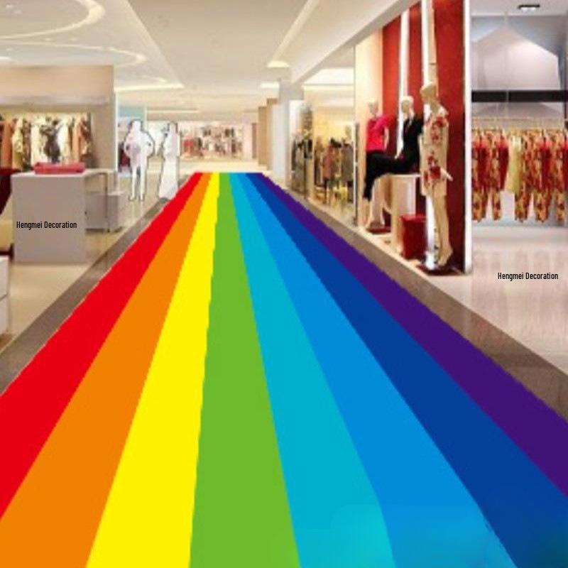 Rainbow Runway Floor Sticker: Removable, Self-Adhesive Decoration for Kids' Rooms, Malls, and Schools