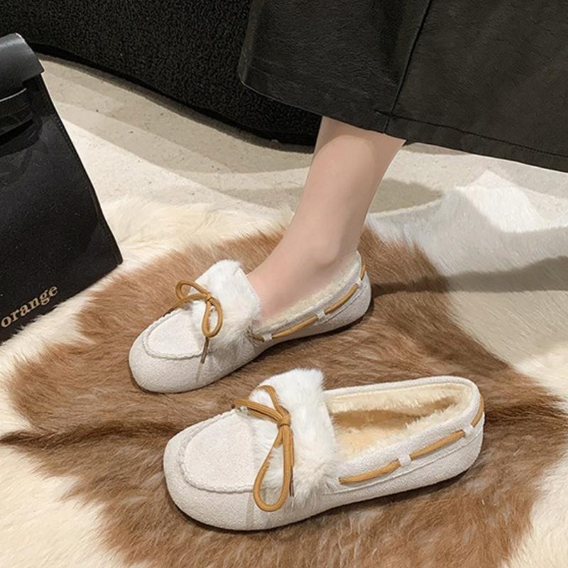 Women's winter warm flat toe square shoes winter new style versatile for outdoor wear daily casual work commuting women's shoes