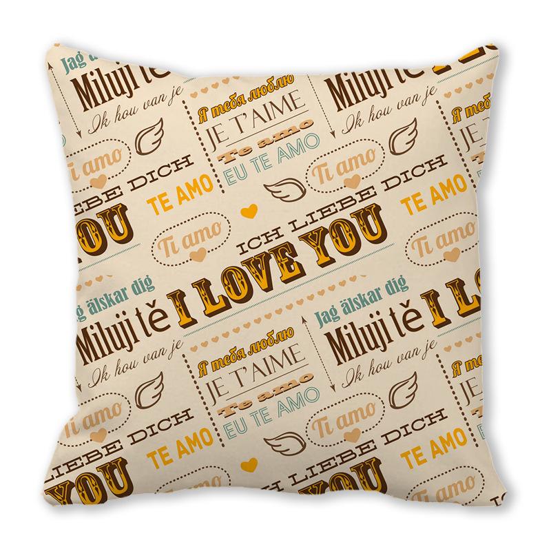 Home Decor Valentine Love Phrases Cushion Cover Decor Pattern Cushion Cover Suitable for Sofa Bedroom Car Pillow Cover