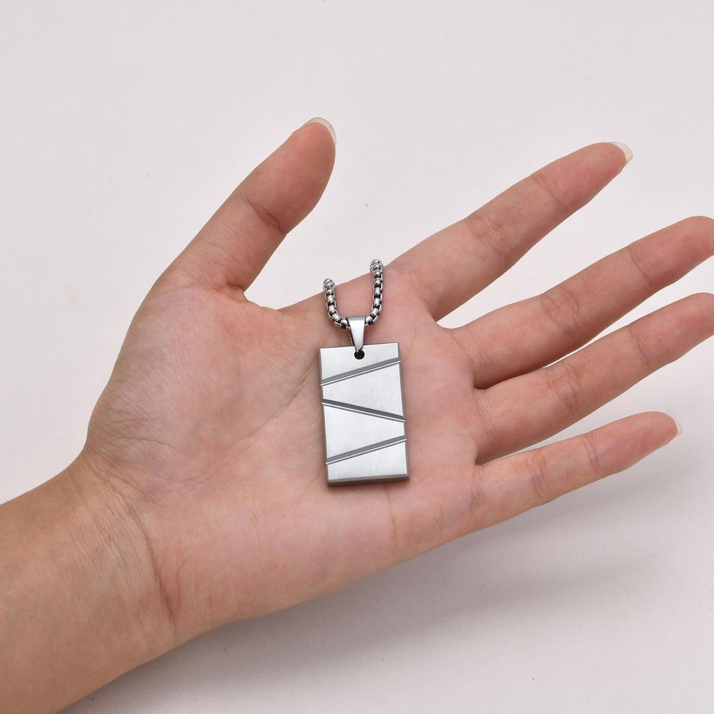 Dog Tag Necklaces for Men Dad Father Papa Husband,Waterproof Stainless Steel Square Pendant with Box Chain Collar Gift