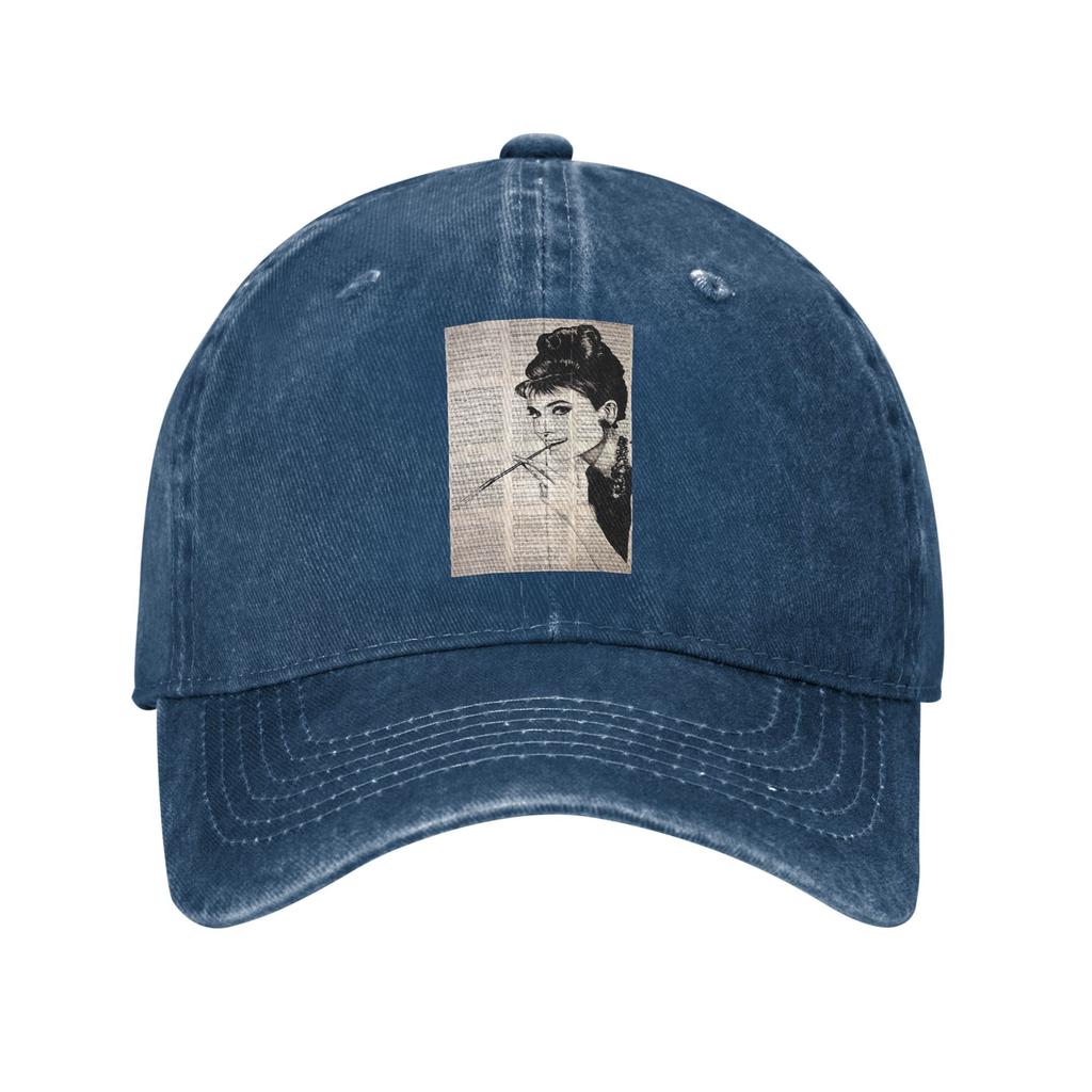 Audrey Hepburn Denim Fabric Cap Casual Baseball Caps Adjustable Hat Summer Unisex Baseball Hats