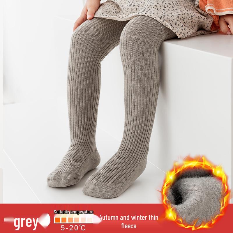 Warm Cotton Fleece-Lined Infant Bodysuit & Tights for Girls - Medium Thick Outerwear for Autumn/Winter