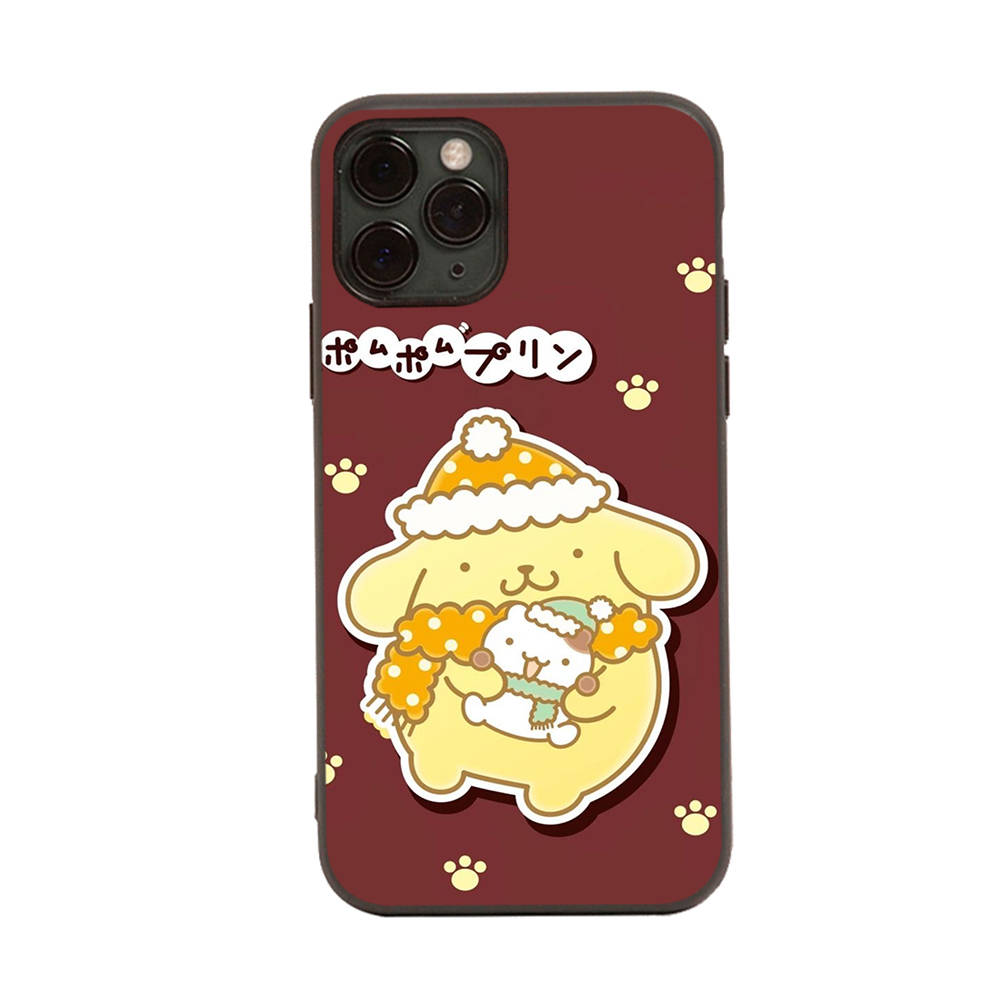 HK31 PomPom Purin Black Sofe Case for iPhone 16 15 Plus 14 13 Pro 8 SE XR XS Max P30 Nova 5T Y5P Y6 Y7 Y8P Y9 Realme C30 C33 C31 VIVO Y36 V27