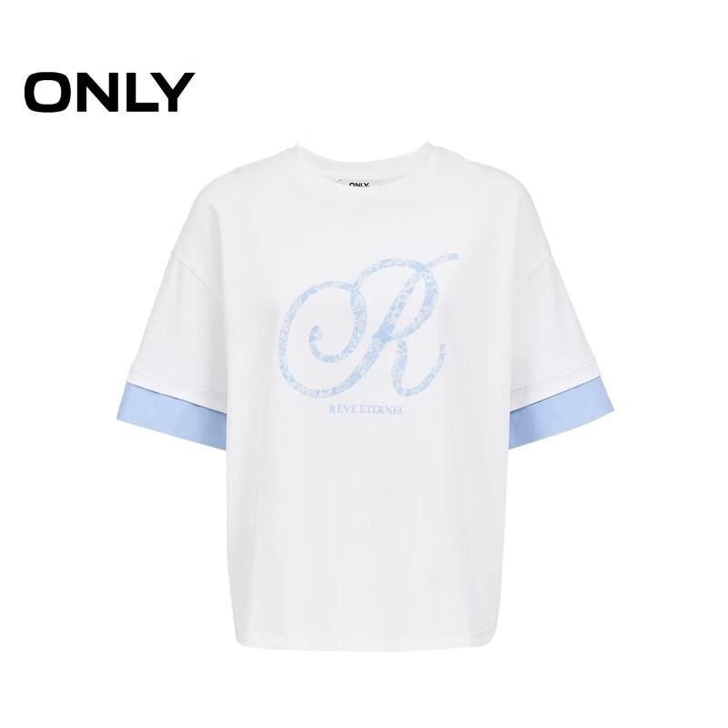 ONLY Women's Loose-Fit Faux Two-Piece Cotton T-Shirt