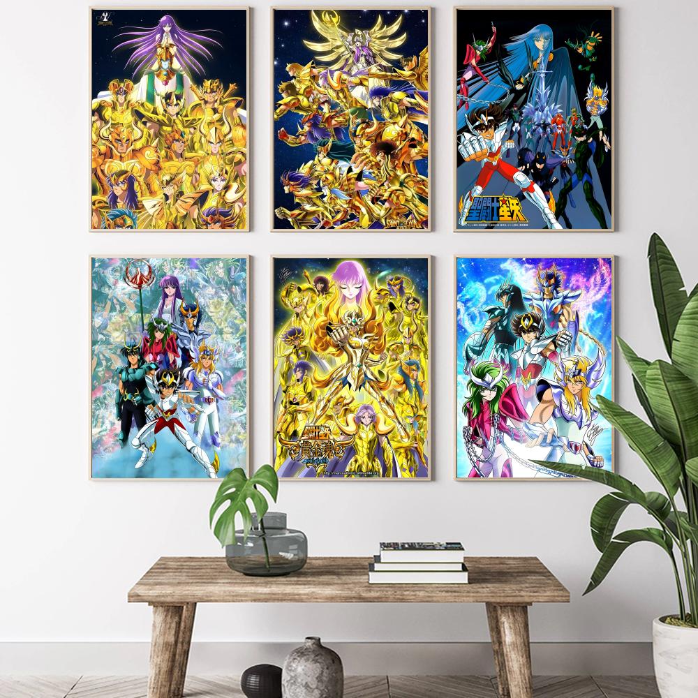 Saint Seiya Whitepaper Painting Calligraphy HD Canvas Poster Living Room Bedroom Bar Aesthetic Decoration