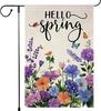 Hello Spring Garden Ag Seasonal Colorful Oral Garden Ags 12x18 Inch Double Sided Burlap Small Patio Lawn Outside Summe SSL