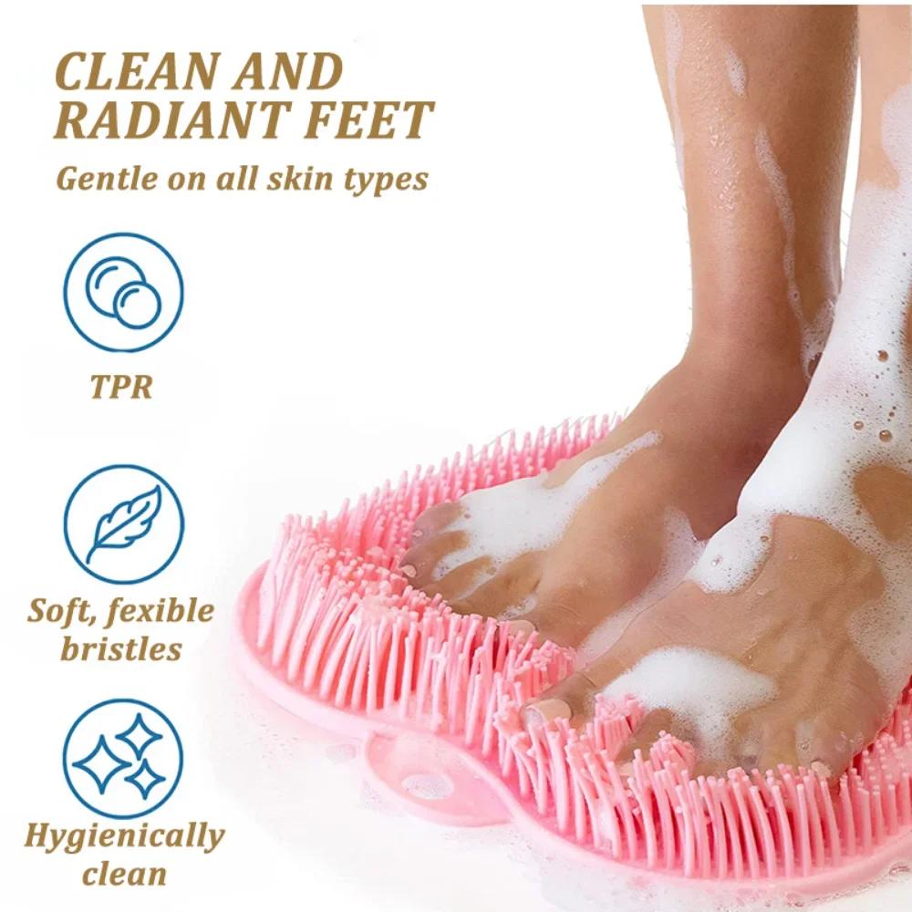New Exfoliating Shower Massage Scraper Bathroom Non-slip Bath Mat Back Massage Brush Silicone Foot Wash Cleaning Bathing Tool