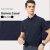 SANSAN Men's Silk Blend Breathable Embroidered Polo Shirt