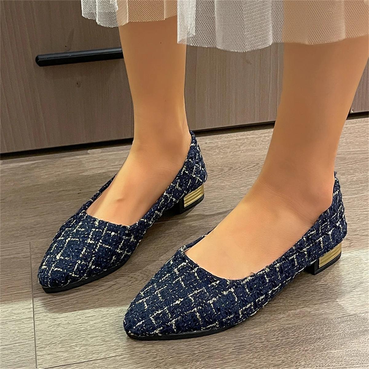 

2024 Весна и осень Новые однотонные женские туфли на низком каблуке светлого цвета, повседневные туфли без застежек, удобная резиновая обувь Zapatos 35