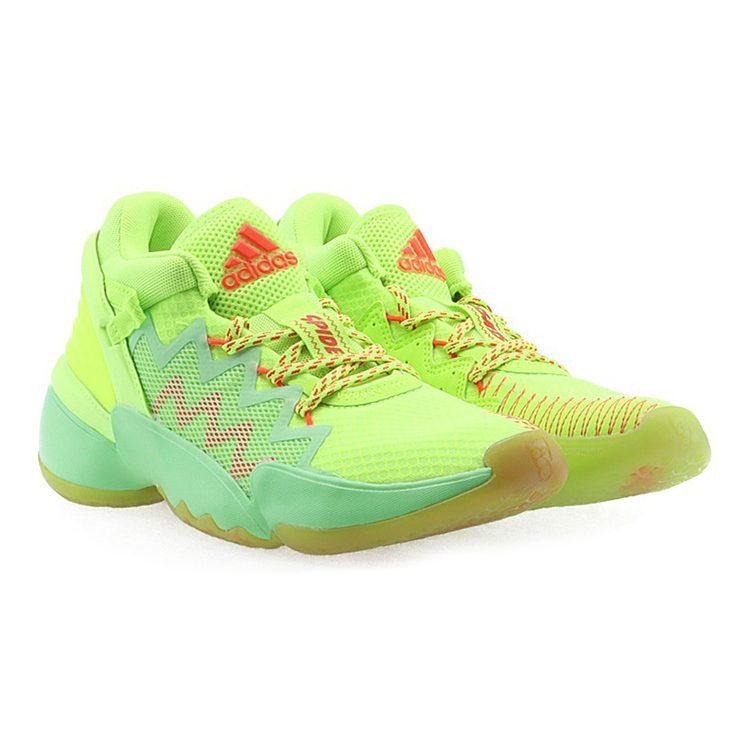 adidas DON. Artikel #2 Rutschfeste Mittelhohe Kinder-Basketballschuhe Grün Orange FW8747