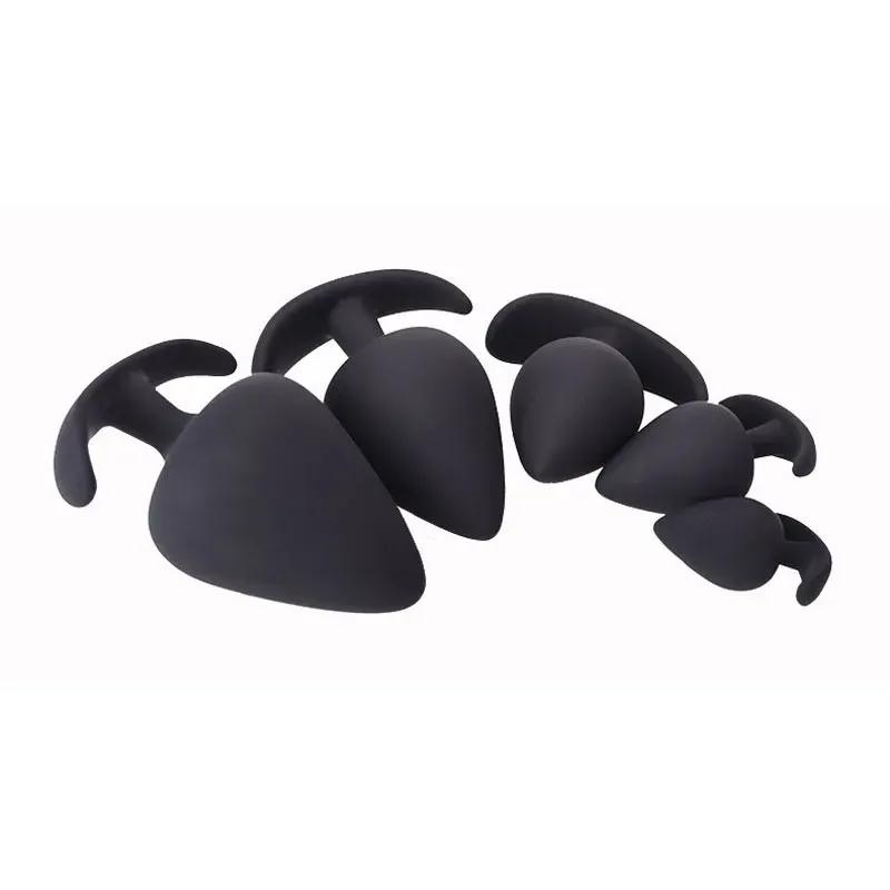 Unisex Silicone Anal Plug 5 Sizes round Butt Plug Wearable Stopper Adult Sex Toy for Men/Women Trainer