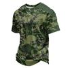Men's Casual Button Neck Lightweight Breathable Short Sleeve Shirt Camouflage Print Design Suitable for Outdoor Activities