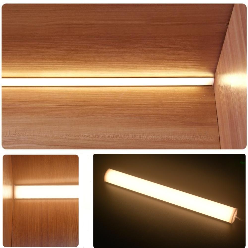 30/40/50CM 90° Lâmpada de Tubo Rígido LED DC12V Branco de Alto Brilho Natural Quente Alumínio Lâmpada LED para Armário Armário Cozinha Iluminação Noturna