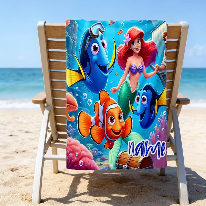 1pc Princess9 Beach Towel with Custom Name, Beach/Swimming/Bath/Picnic/Camping Towel, Suitable for Seaside Beaches