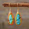 Luxury New Bohemian Emperor Stone Water Drop Pendant Earrings European and American Popular Jewelry Jewelry