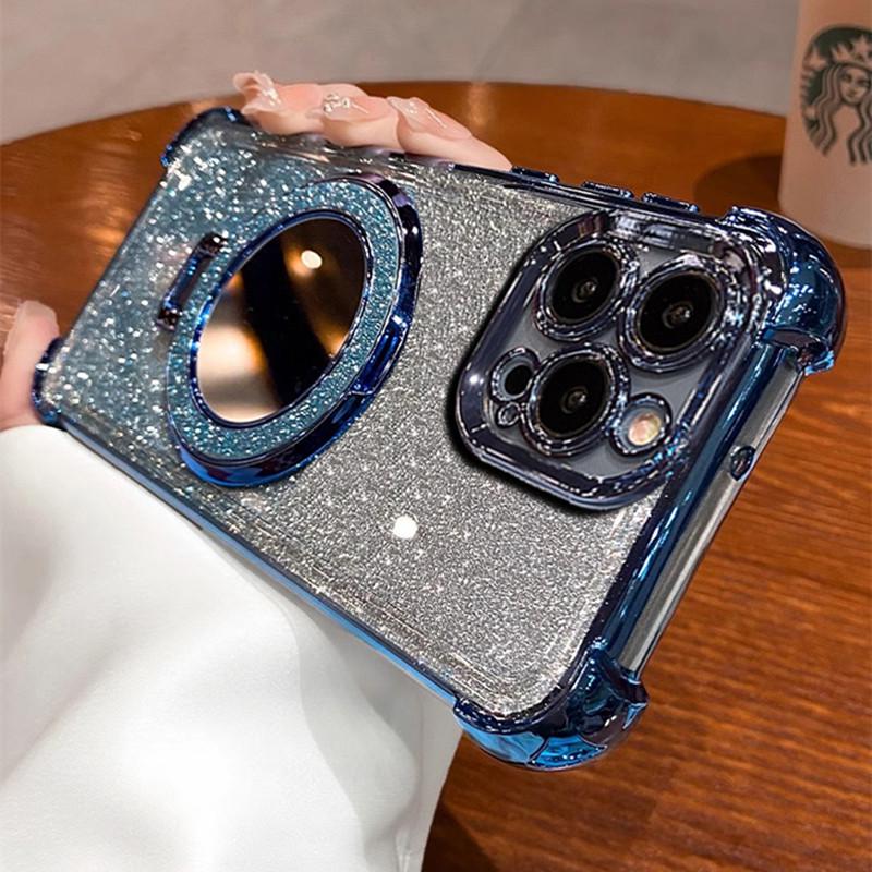 Honor 400SMART Glitter Phone Case & Lens Film for X8D/X9D/X7C/X9 with Touch-Up Mirror Stand