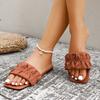 Fashion Summer Slippers for Women Flip Flops Flats  New Pleated Korean Slippers Women Sandals Green Slip On Shoes Plus Size 35-43
