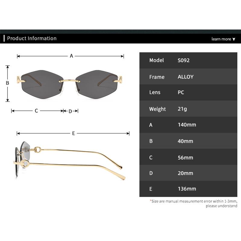 New Retro Metal Frameless High-end Sunglasses for Men and Women Fashion Trendy Outdoor Sunscreen Sunshade Glasses