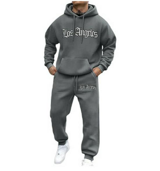 Trendy Hooded Letter Print Sweatshirt Set for Autumn/Winter