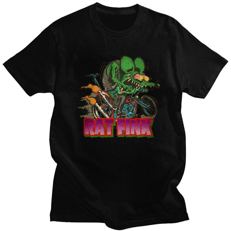 Custom Mens Anime Cartoon Rat Fink T Shirts ShortSleeve Cotton Tshirt Classic Tshirt Leisure Tee Slim Fit Clothing