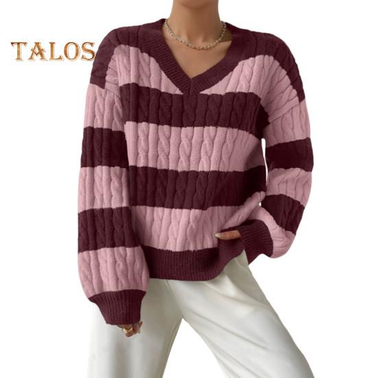 

Женский вязаный свитер с V-образным вырезом, длинным рукавом, укороченный пуловер, джемпер в стиле пэчворк, цветной трикотаж с переплетенной текстурой S фиолетовый